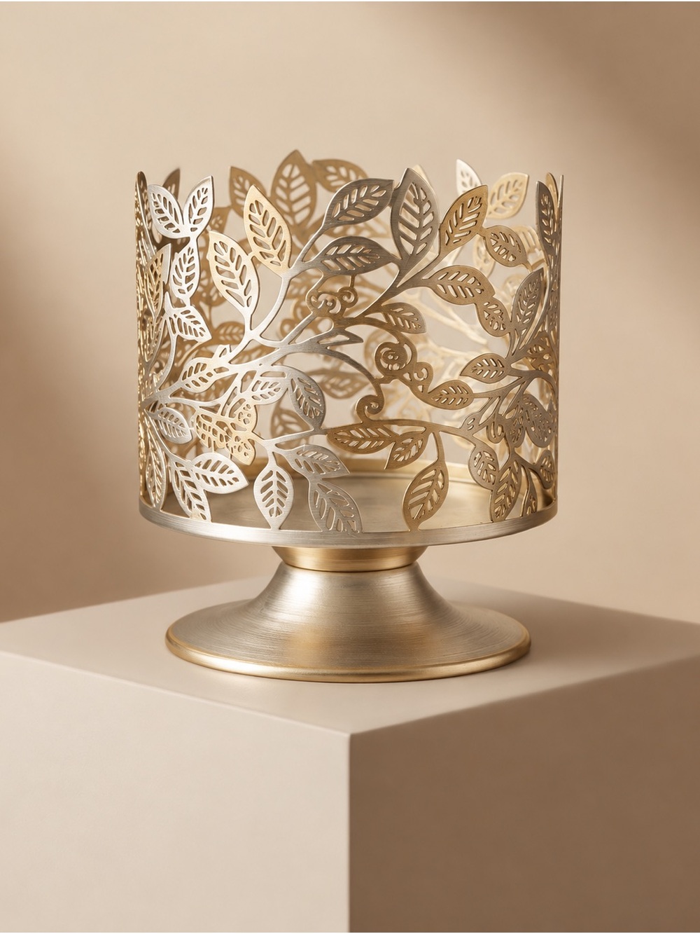 Bath & Body Works Silver & Gold Leaf 3-Wick Candle Holder